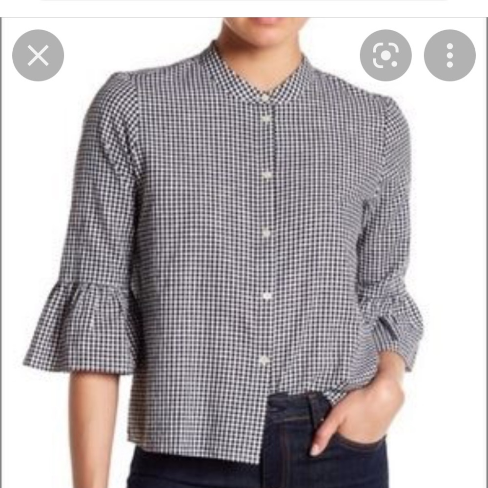 Madewell shirt black and white gingham bell sleeves blouse